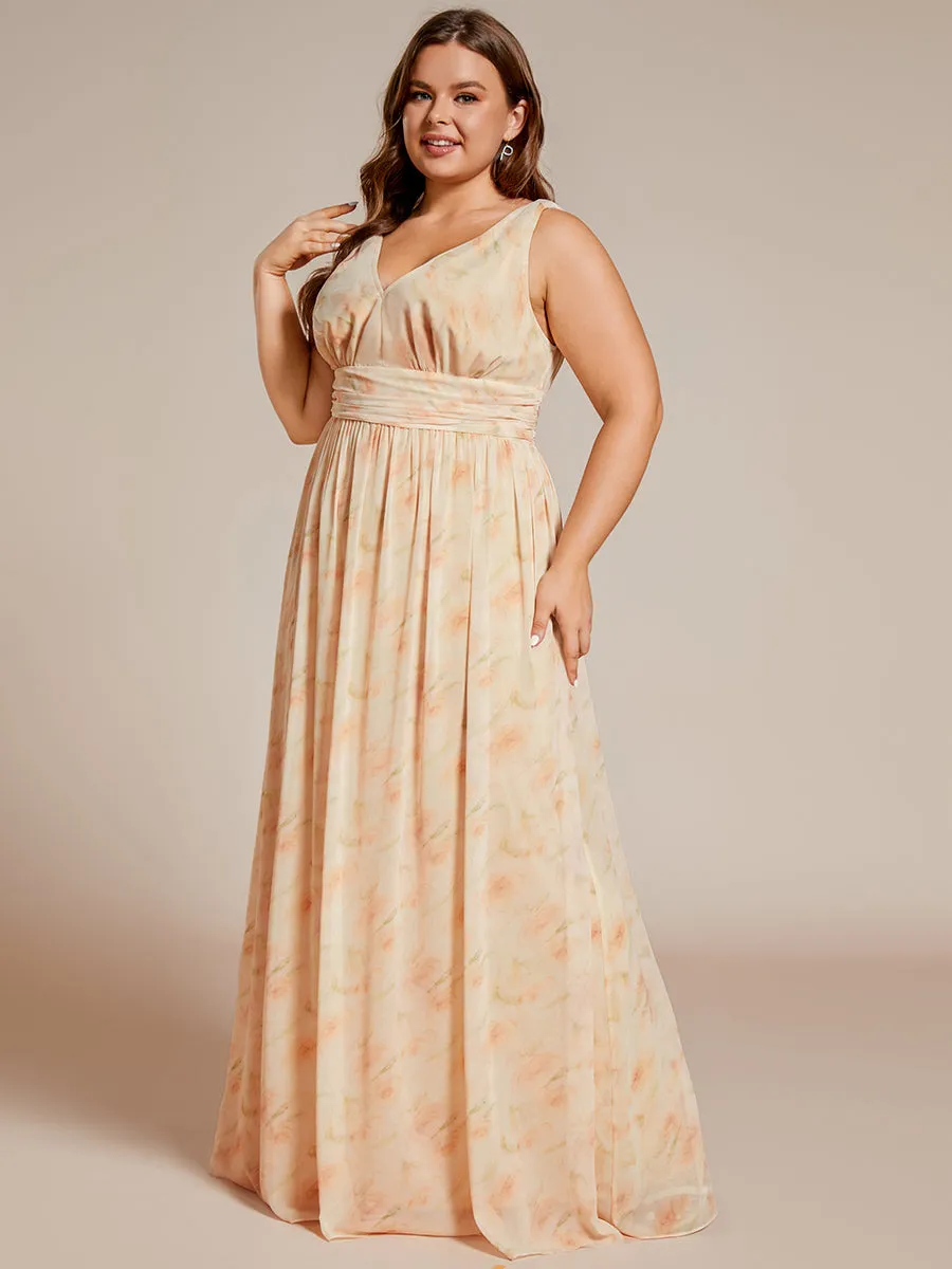 Double V-Neck Maxi Long Wholesale Plus Size Evening Dresses