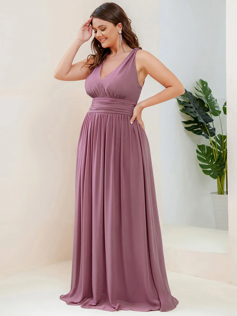 Double V-Neck Maxi Long Wholesale Plus Size Evening Dresses