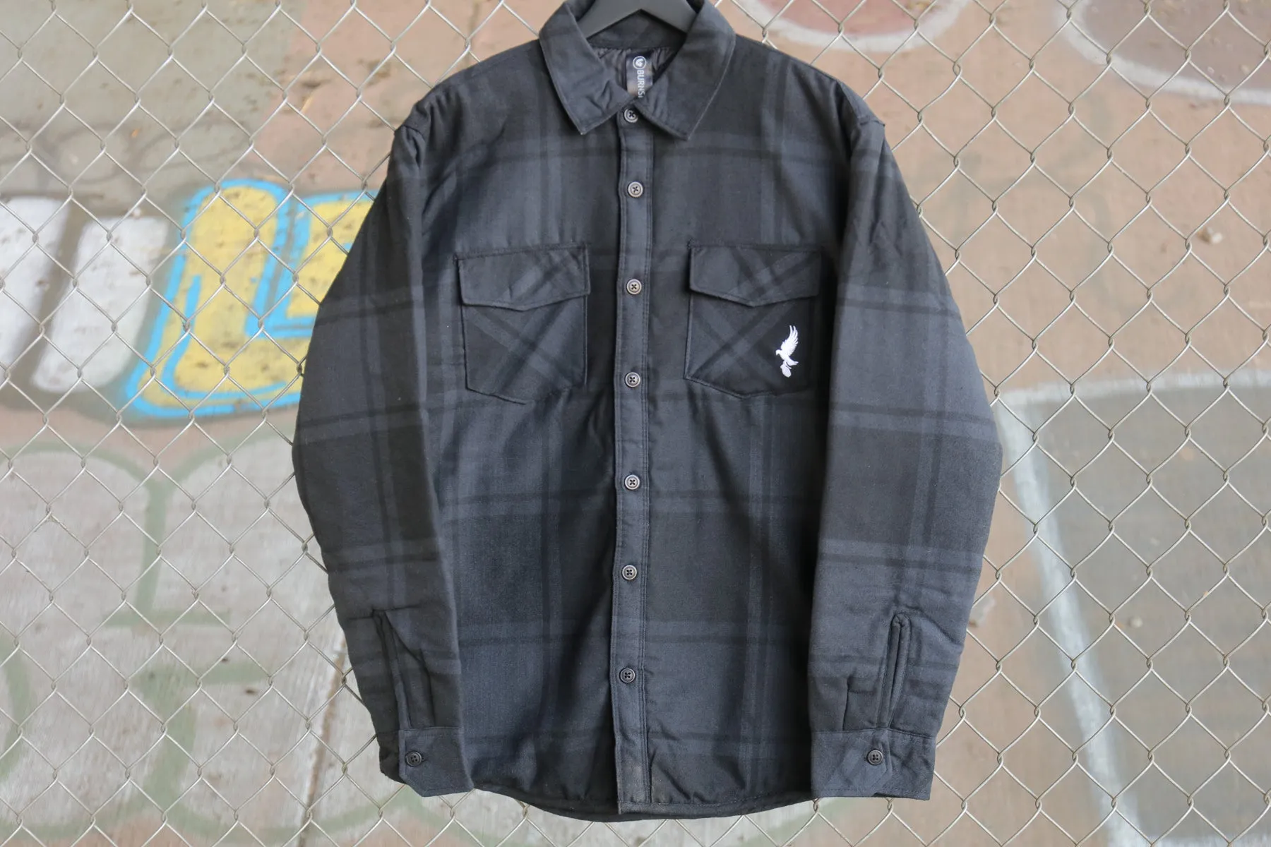 Dove & Grenade Quilted Flannel Jacket (Black Plaid)