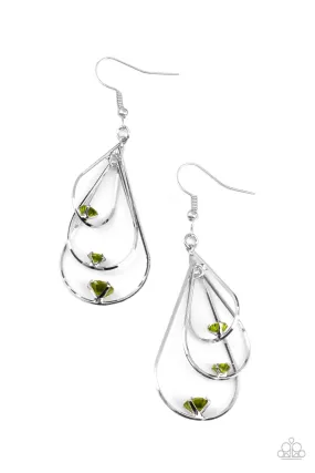 Drop Down Dazzle - Green Earring