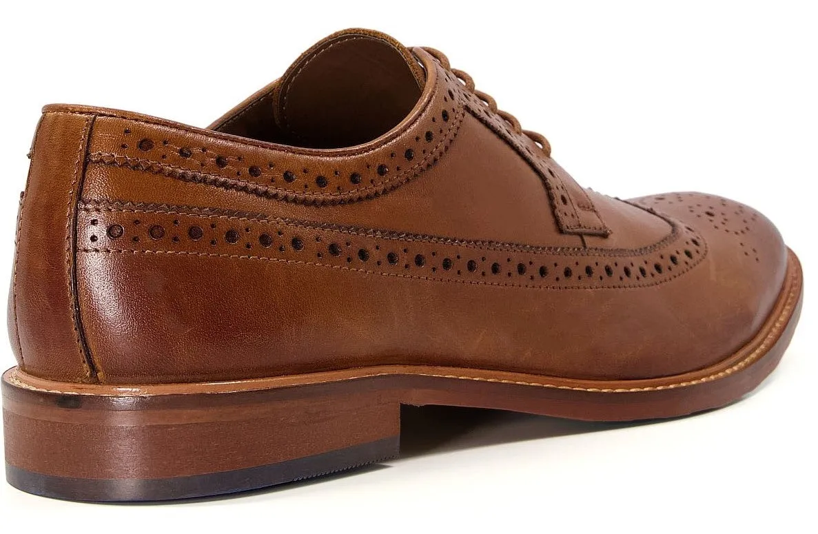 Dune Superior Mens Leather Wingtip Brogue Shoe