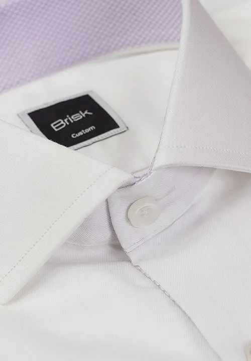 Egyptian White 60's Poplin Shirt - Lavender Contrast