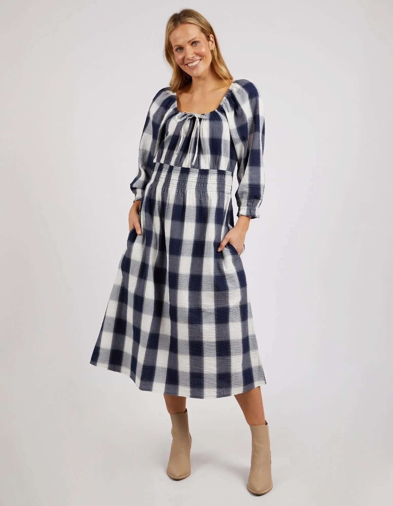 Elm Cedar Check Dress - Navy Check