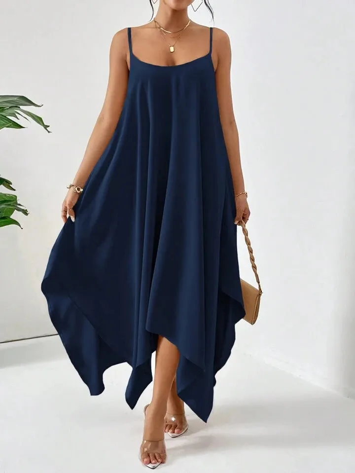 Essnce solid hanky hem cami dress in blue