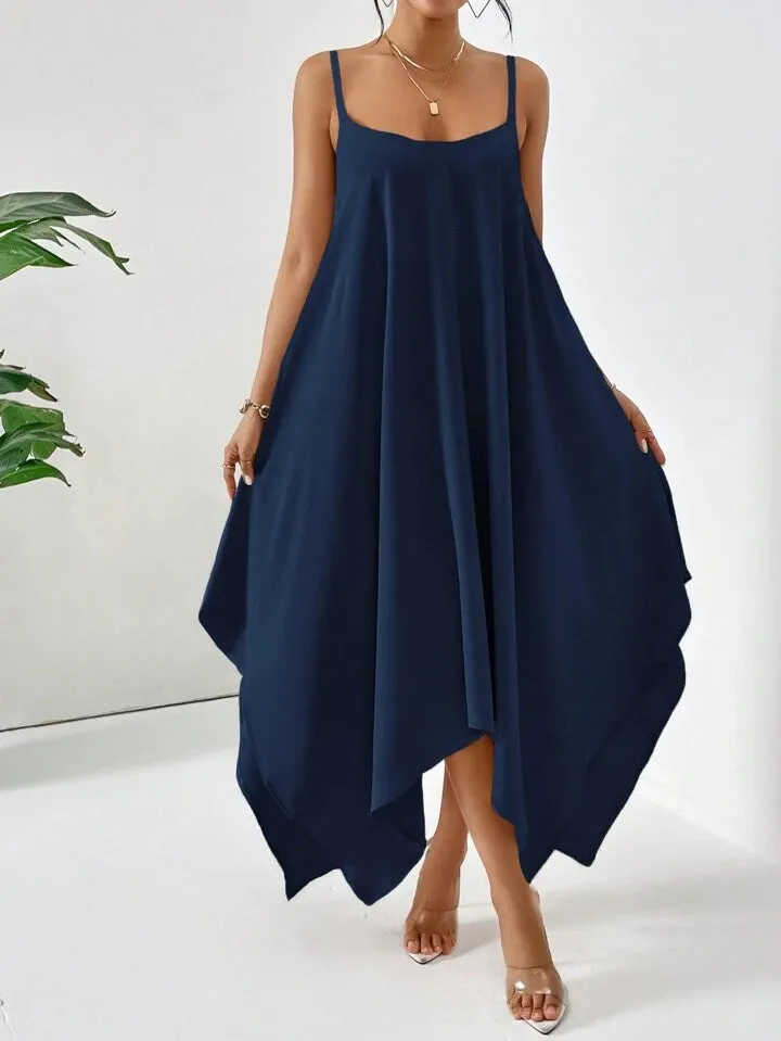 Essnce solid hanky hem cami dress in blue