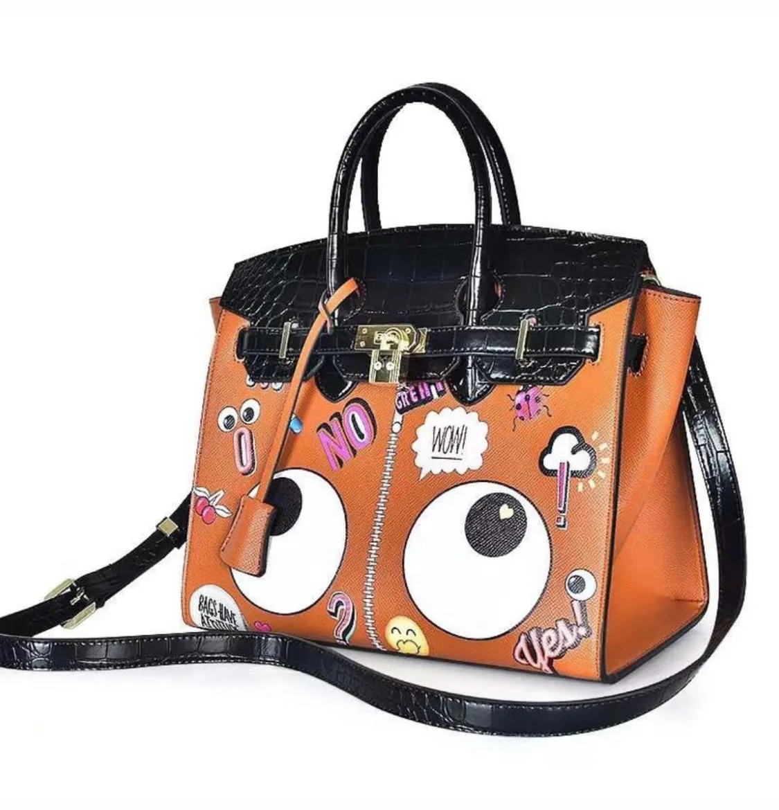 Eye Theme Platinum Handbag