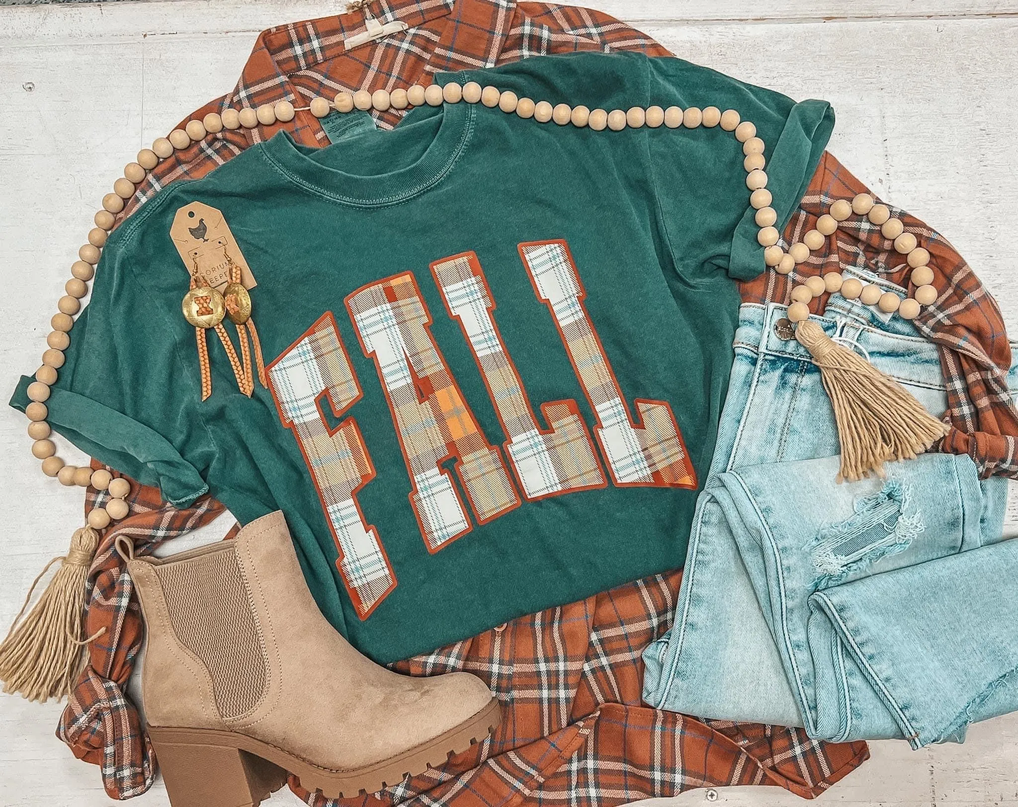 {FALL PLAID} Emerald Crew Neck Tee