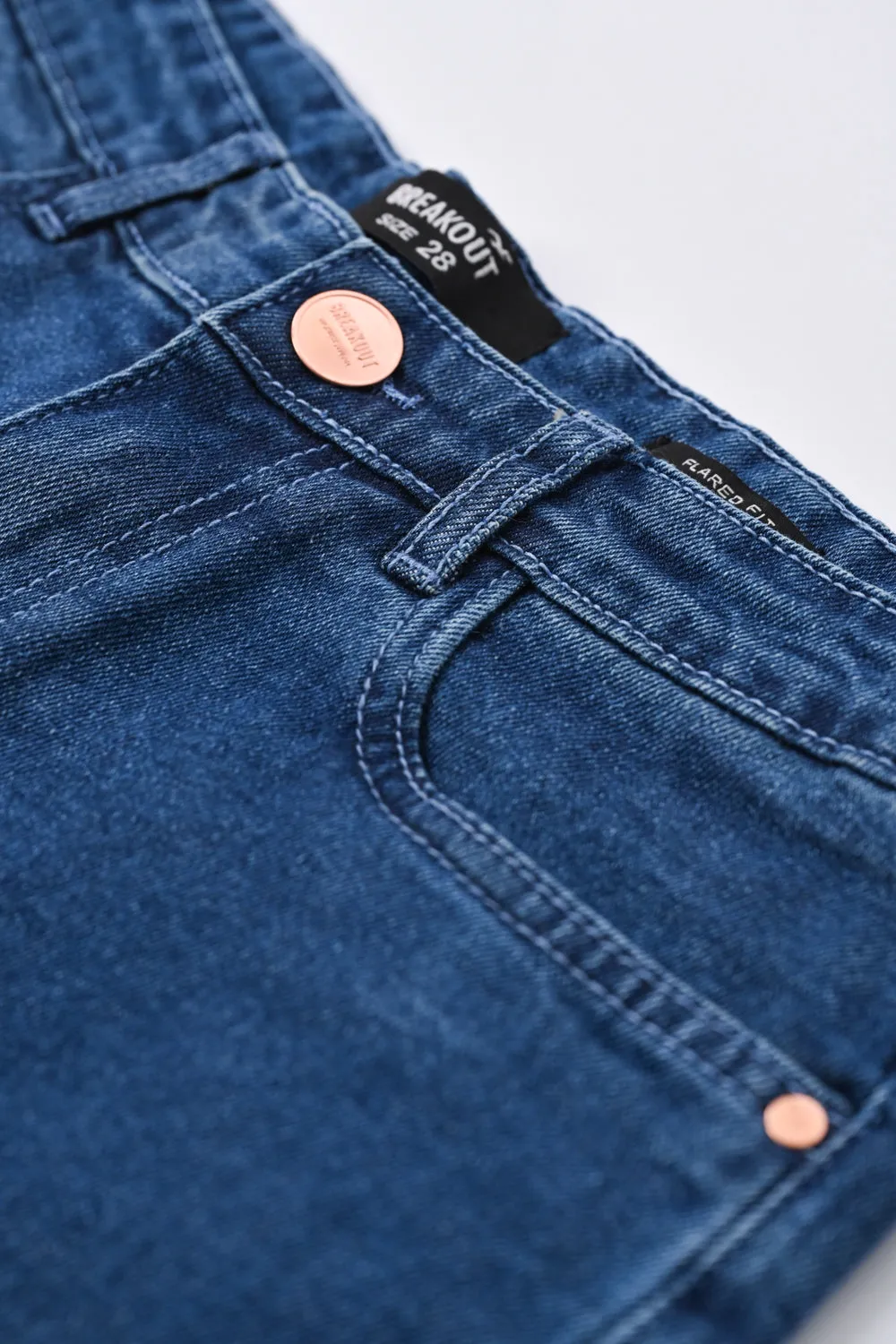 FLARED DENIM WITH BOTTOM PANEL