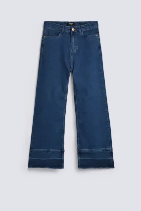 FLARED DENIM WITH BOTTOM PANEL