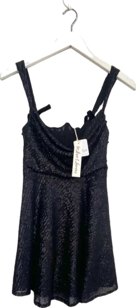 For Love & Lemons Black Sparkle Dress UK 6