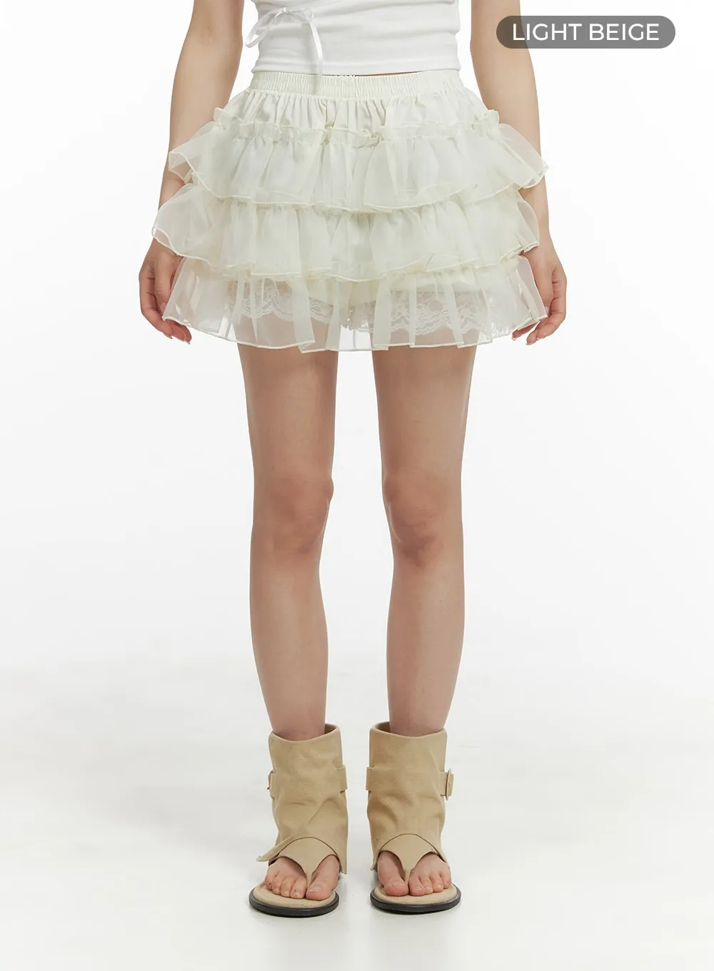 Frill Lace Banding Mini Skirt CM427