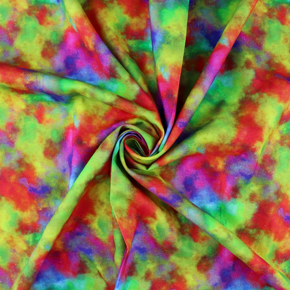 FS1020 Splash Tie Dye Cotton Fabric Rainbow