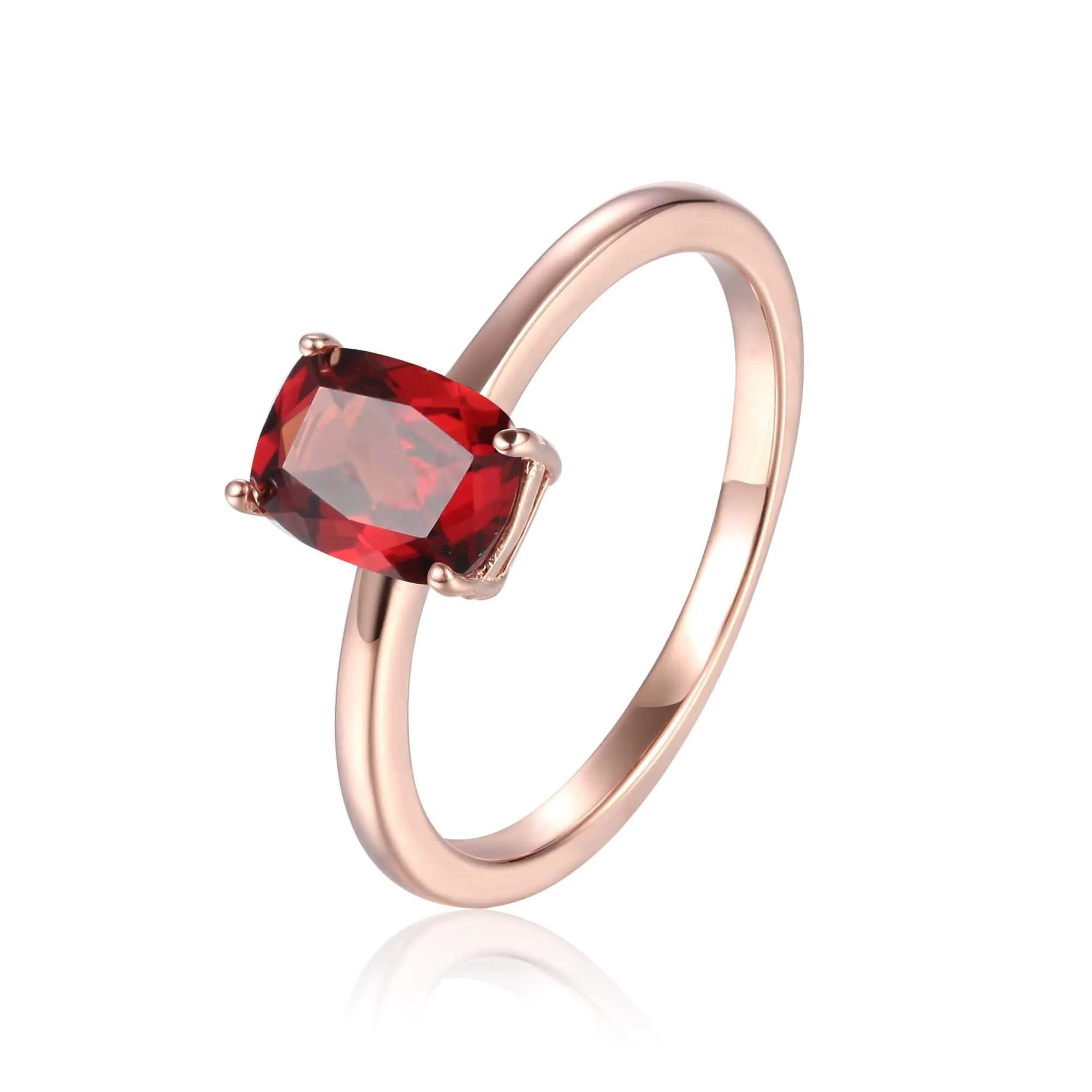 Garnet Cushion Solitaire Ring