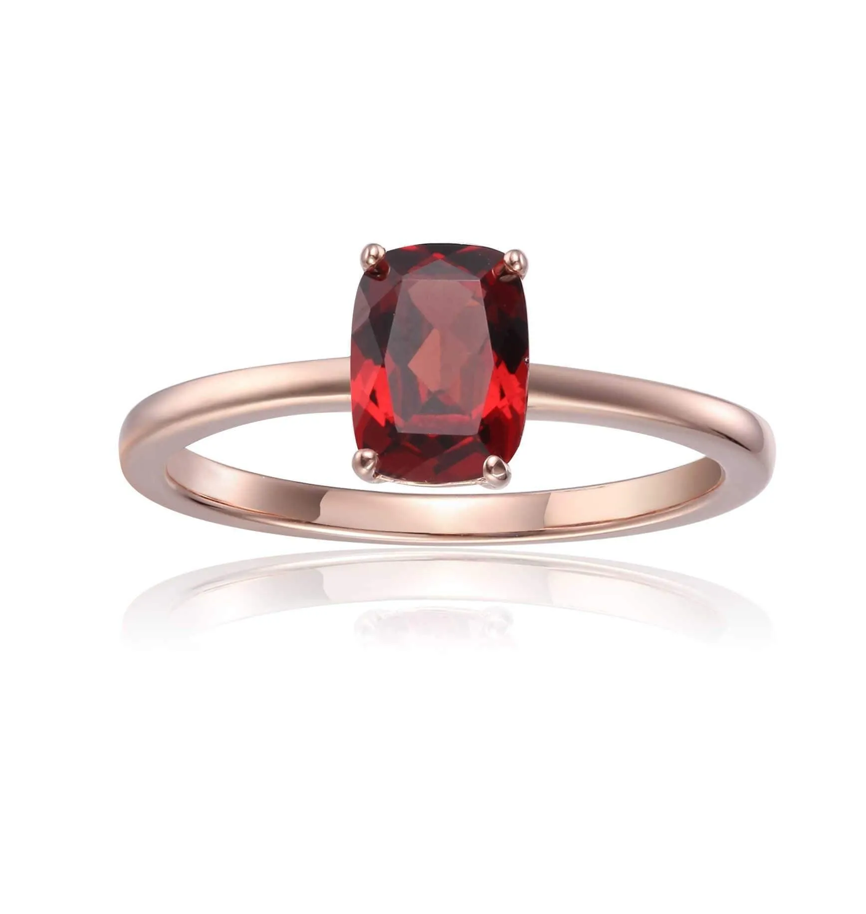 Garnet Cushion Solitaire Ring