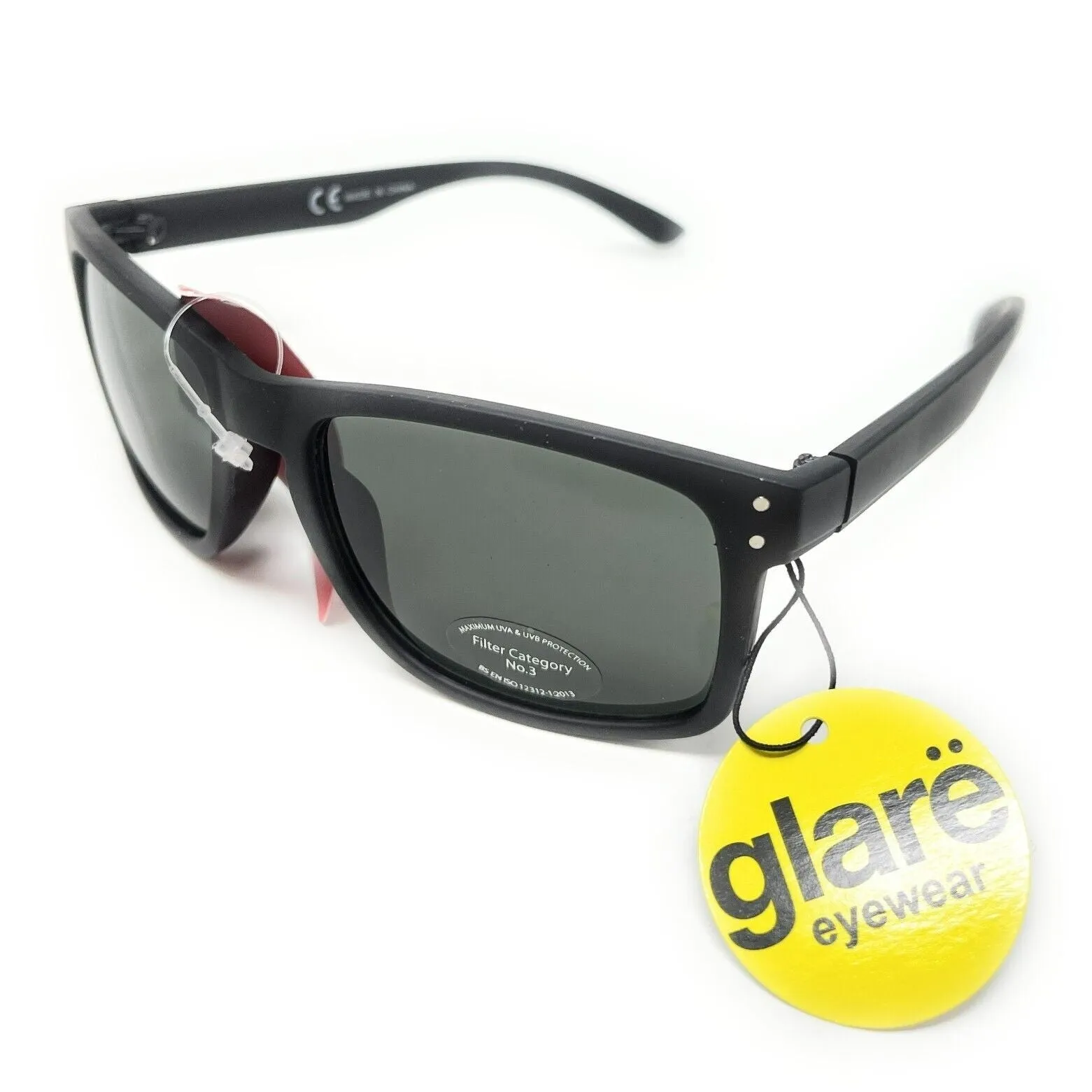 Glare Sunglasses Fashion Black Frame with Black Tinted Lens 100% UVA UVB 1RHS88