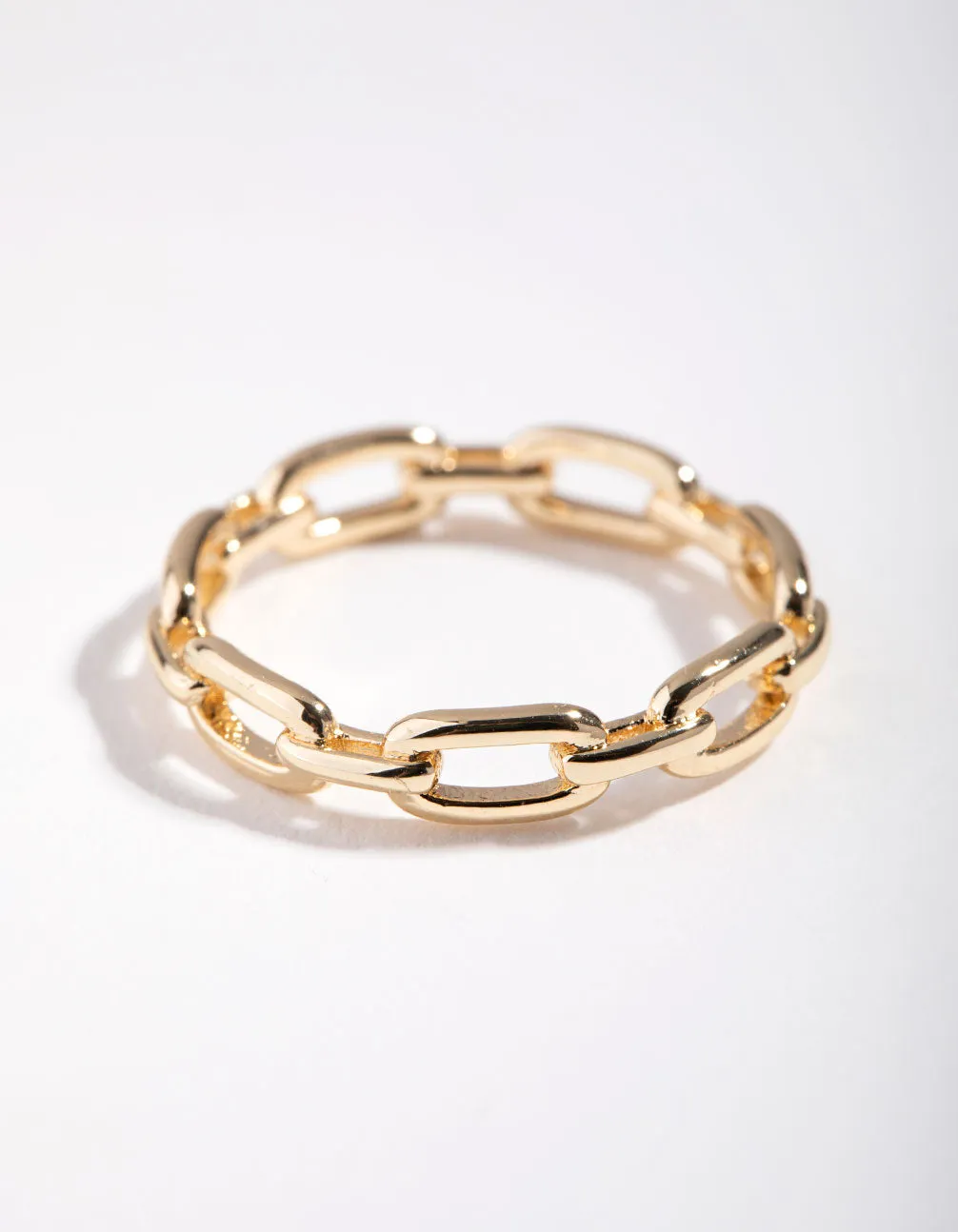 Gold Plated Skinny Rectangle Link Ring