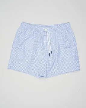 Gran Sasso Houndstooth Swim Trunks / Light Blue