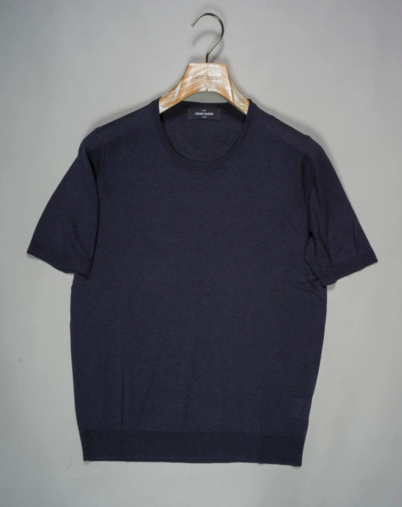 Gran Sasso Knitted Silk T-Shirt / Navy