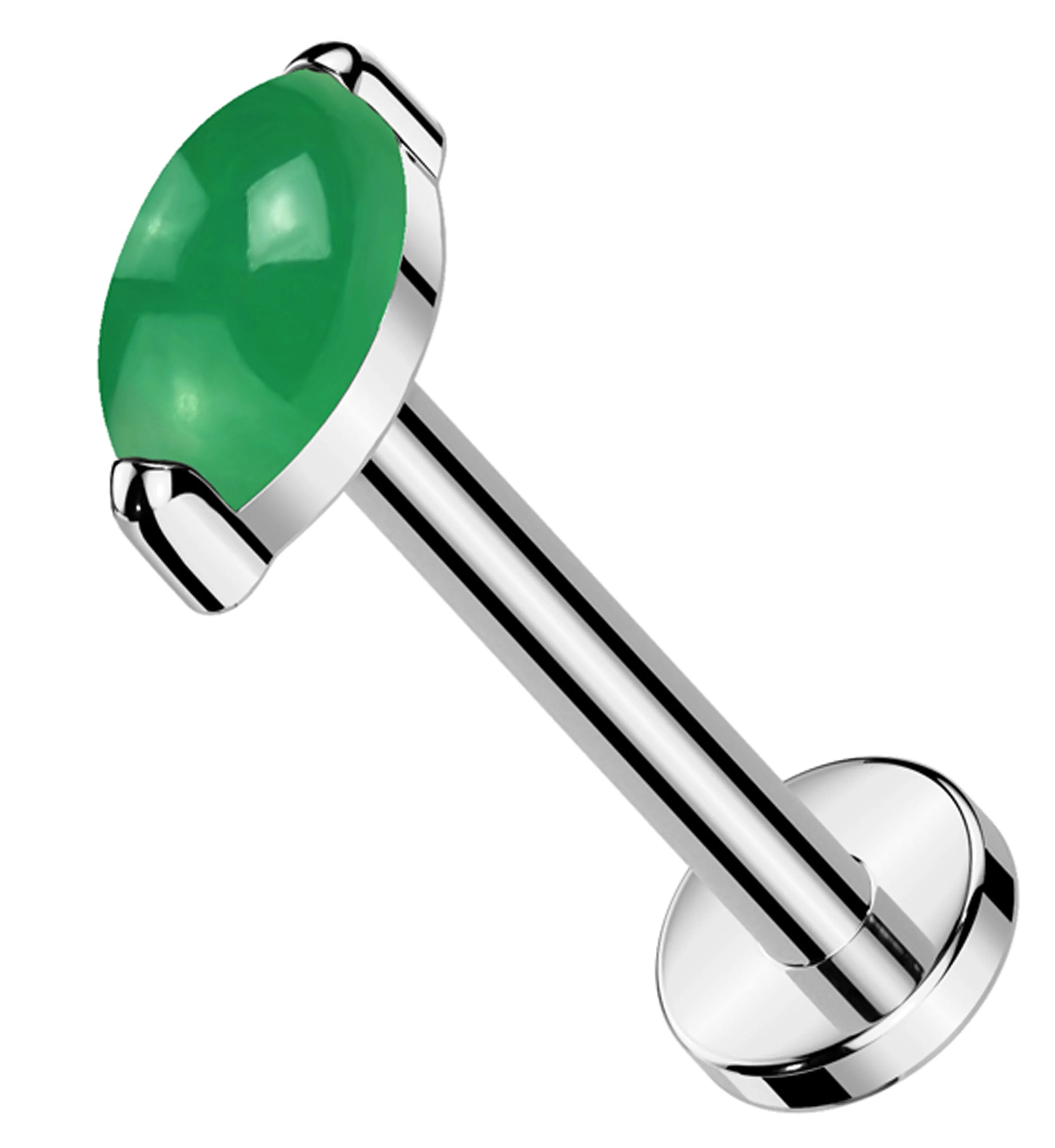 Green Onyx Marquise Titanium Threadless Labret