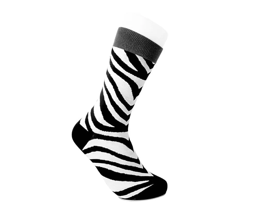 Grey Stripe Zebra Crew Sock