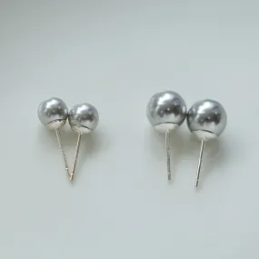 Grey Swarovski Glass Pearls Stud Earrings