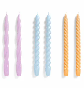 HAY Candle – Set of 6 – Long Mix – Lilac, Light Blue, Dark Peach