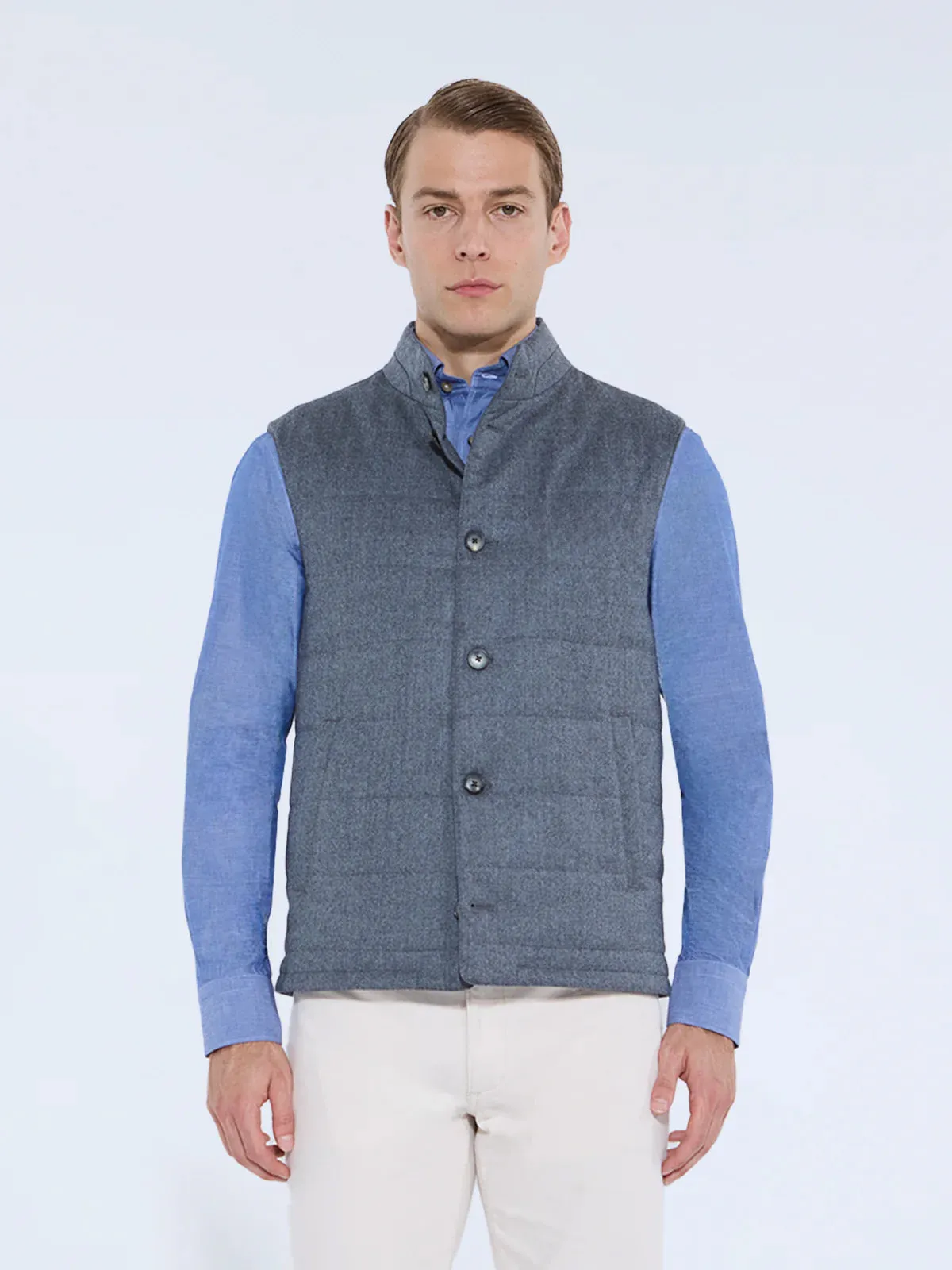 Heather Grey Quilted Flannel Vest