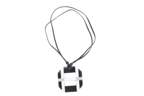 HERMES NECKLACE OCTAGON BROWN/WHITE/BLUE WITH DUST COVER