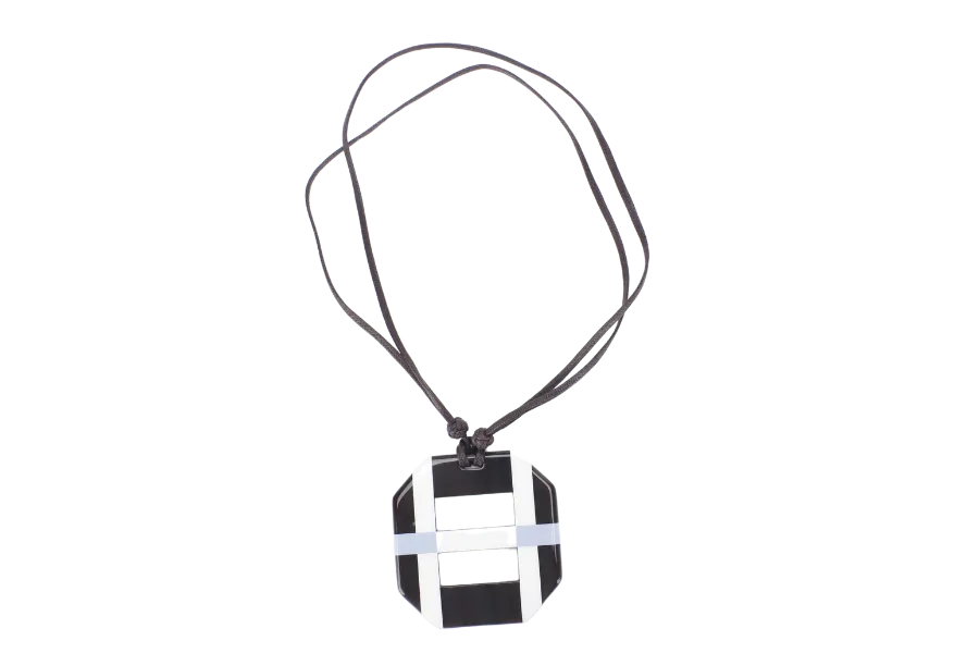 HERMES NECKLACE OCTAGON BROWN/WHITE/BLUE WITH DUST COVER