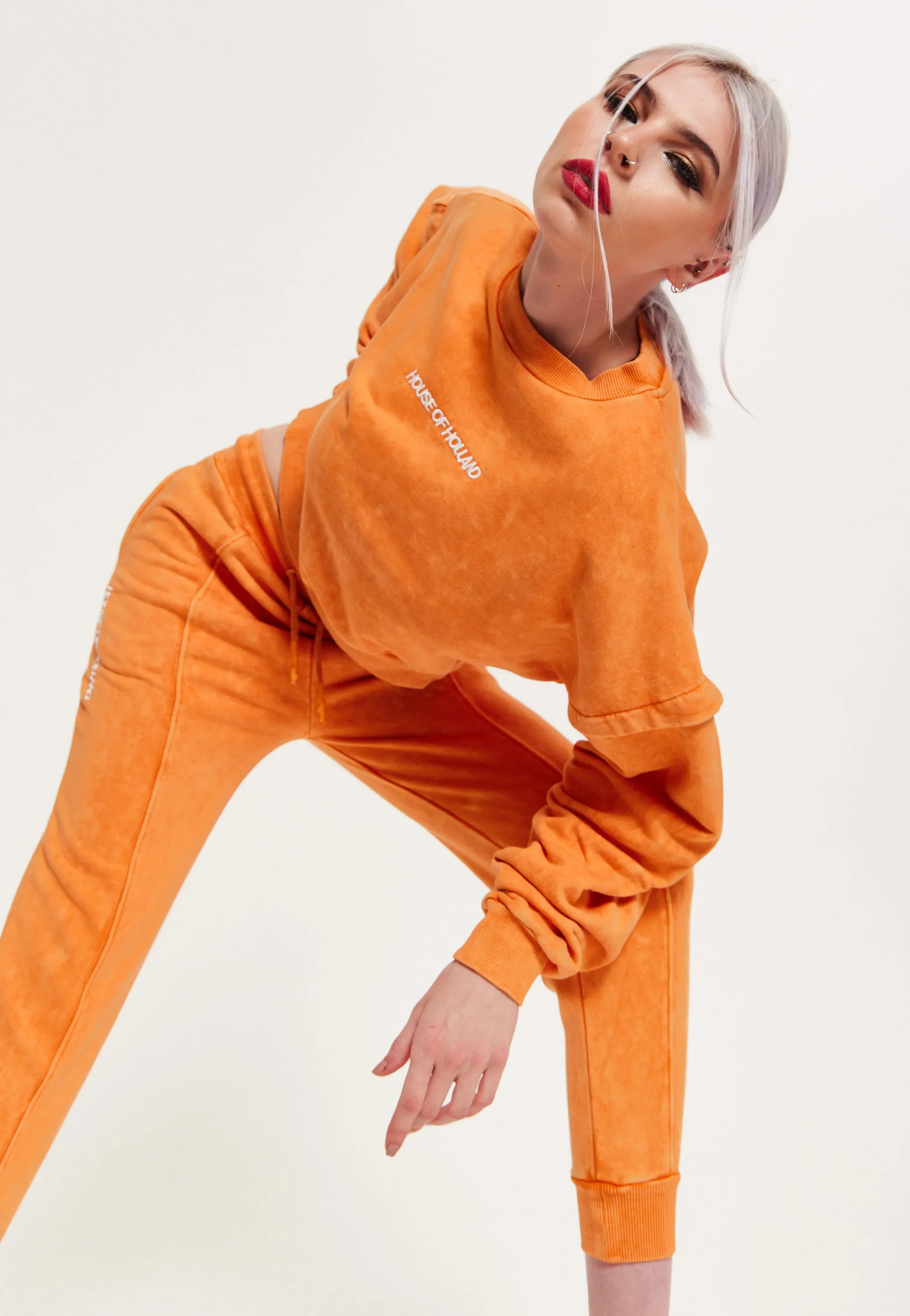 House of Holland Tracksuit Bottoms in Orange with a Drawstring Waist