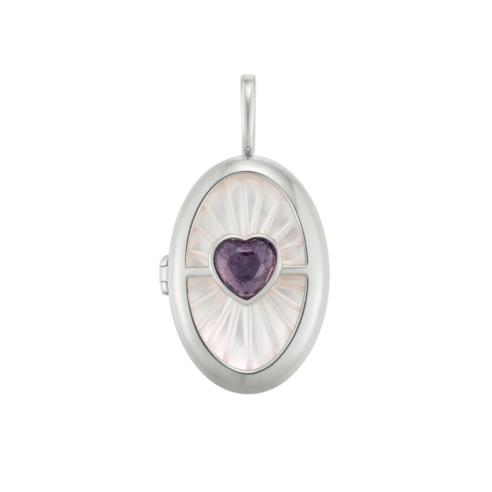 Iolite & Mother of Pearl Silver Locket Pendant - Love Magic