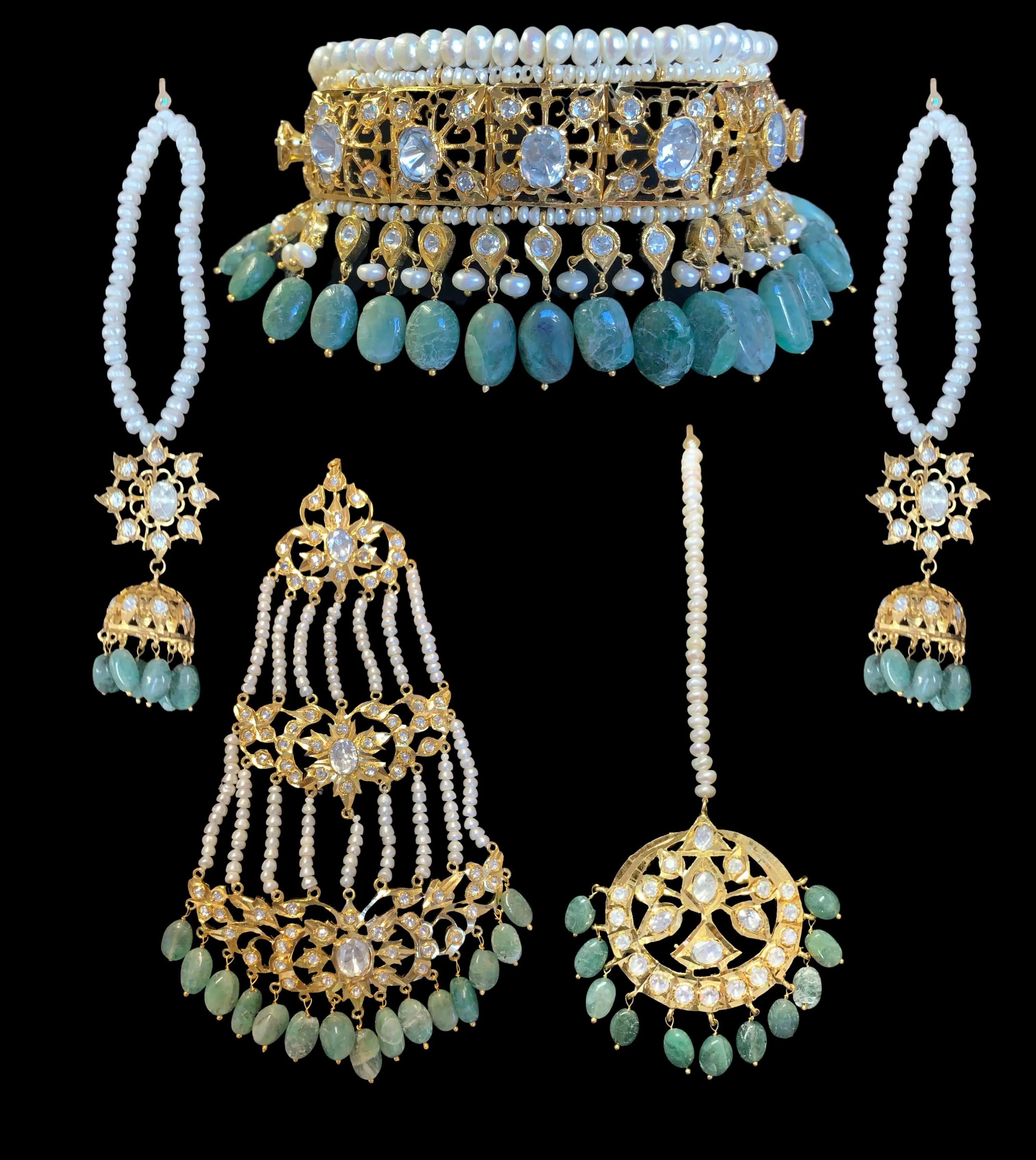 Jadavi lacha bridal set in emeralds ( SHIPS IN 5 WEEKS )