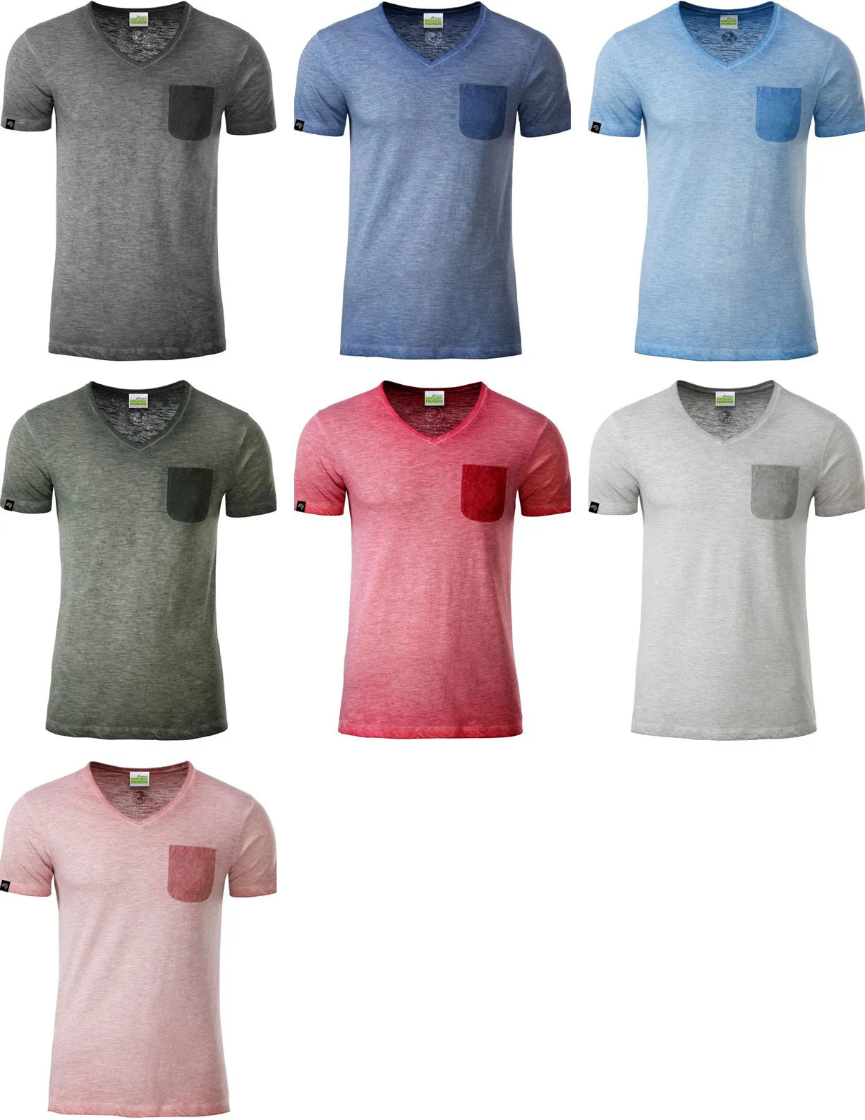 JAN 8016 ― Herren Bio-Baumwolle V-Neck Flammgarn T-Shirt - Soft Pink