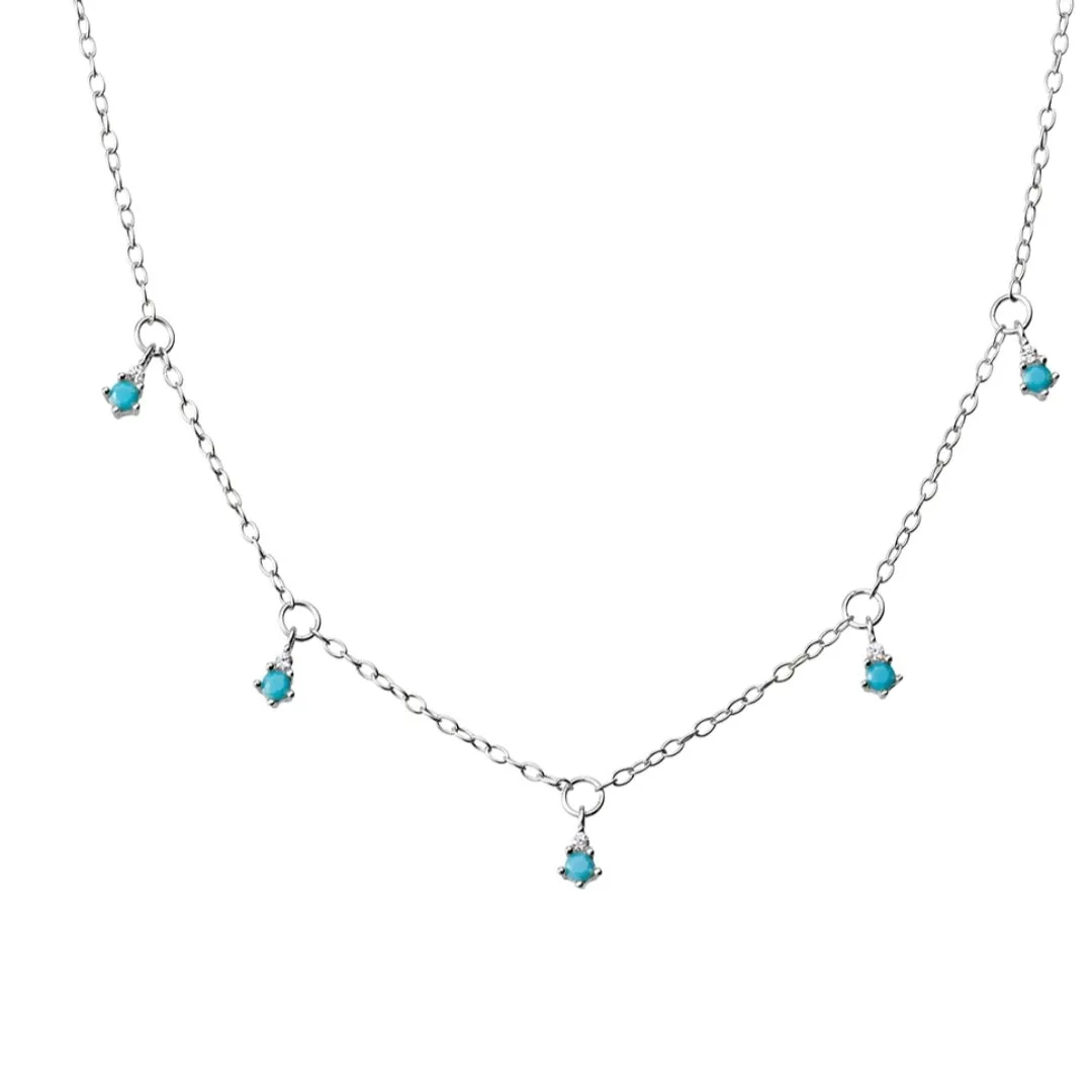 Jeni Blue Turquoise drops Necklace Silver