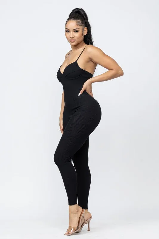 Joy Ribbed Jumpsuit (Black)