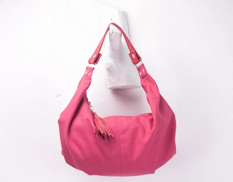 Kallia mini bag - Pink canvas and leather