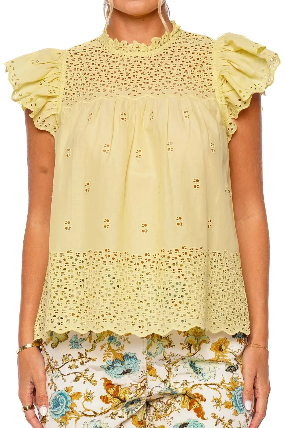 Kassi Chantilly Ruffled Eyelet Top