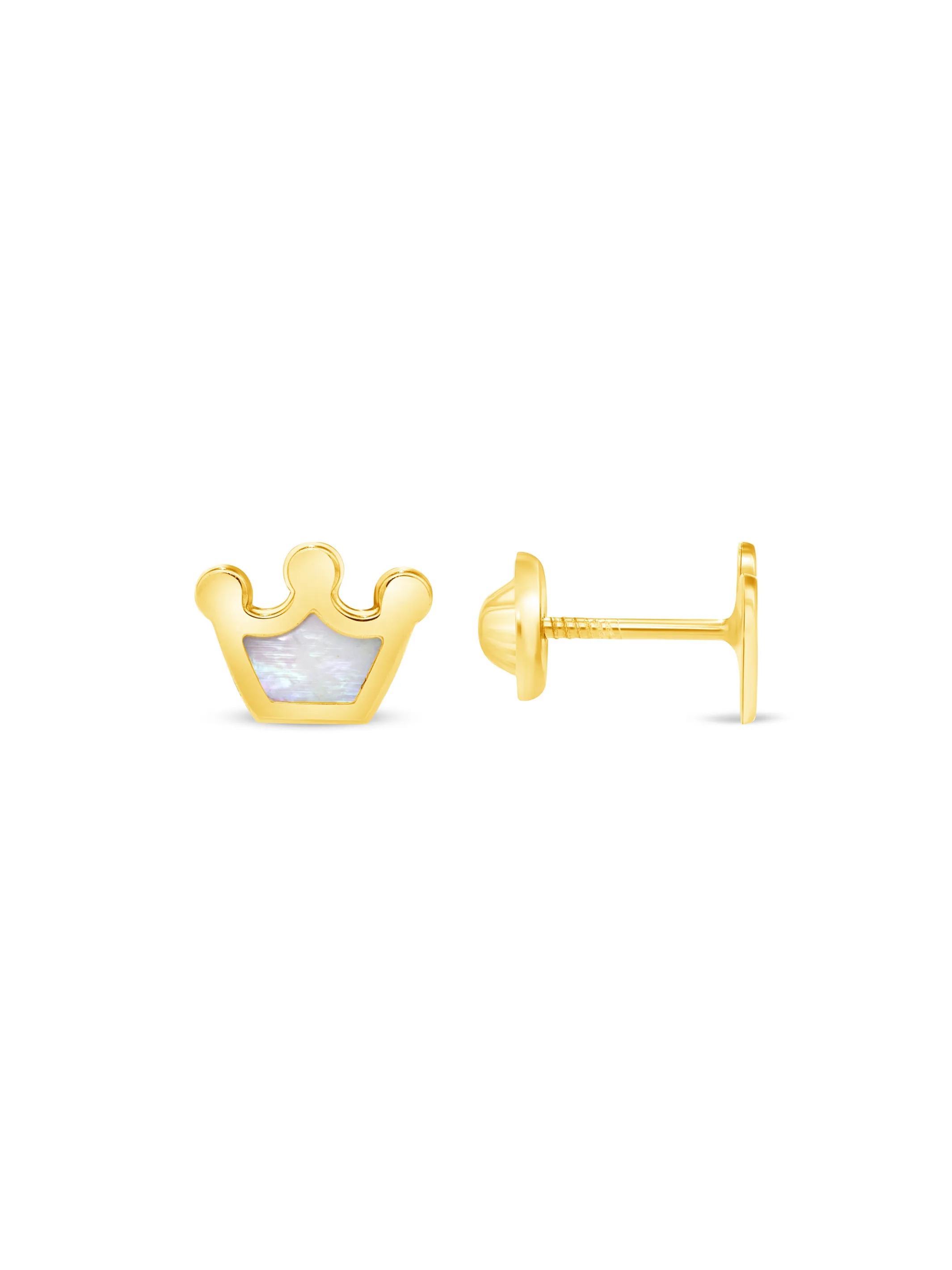 Kid Princess Crown Stud Earrings 14K