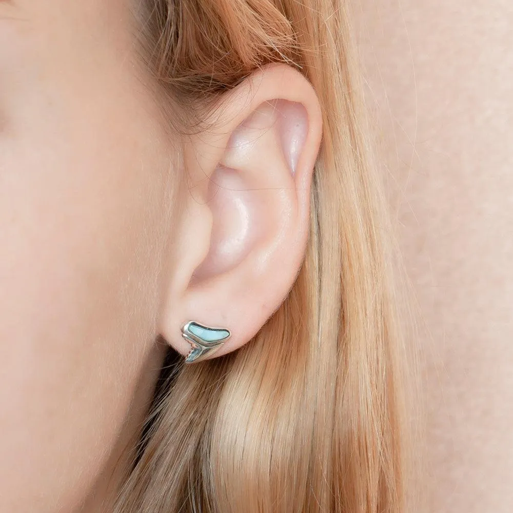 Larimar Shark Tooth Earrings