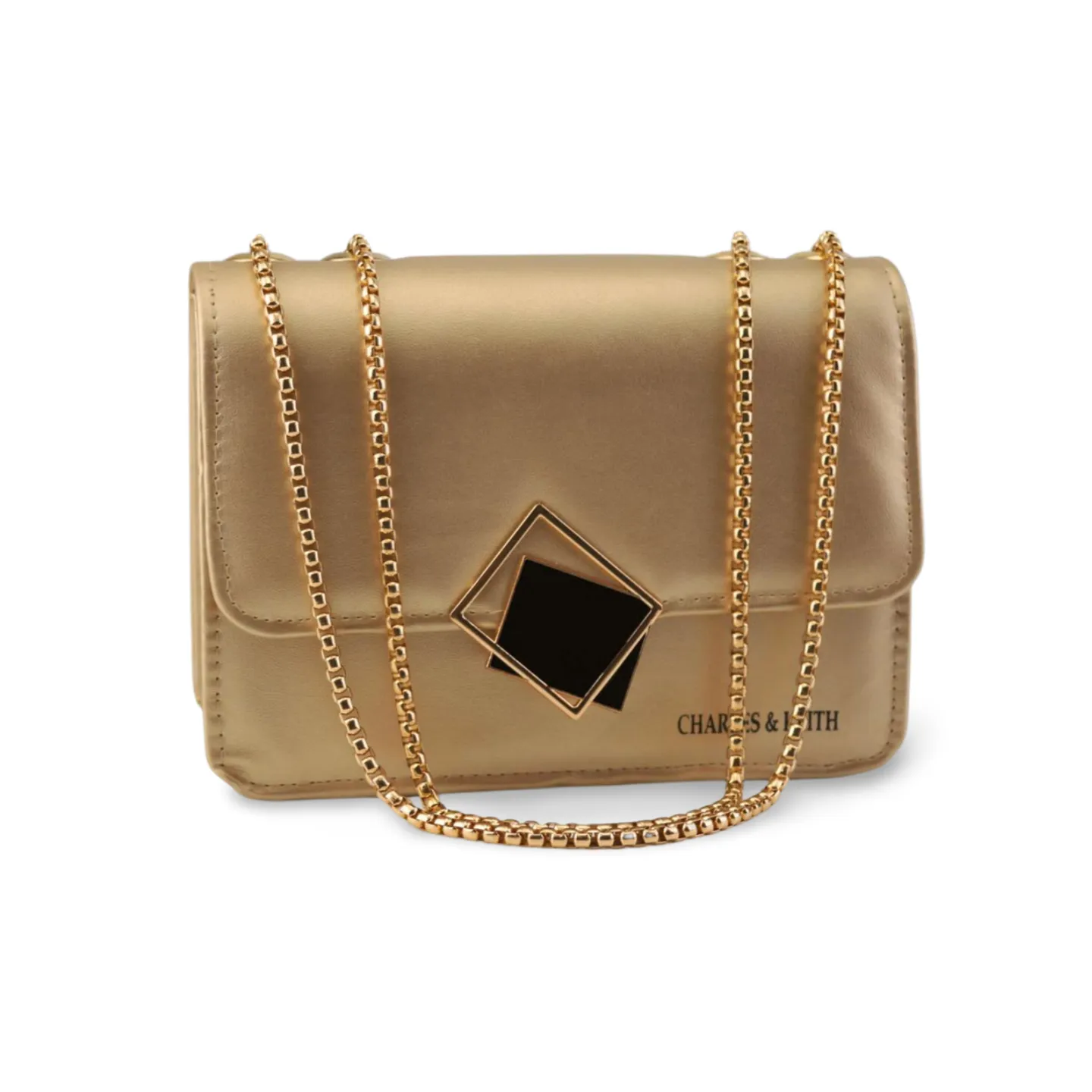 Latest fashion Crossbody Bag with Gold Chain and Square Buckle