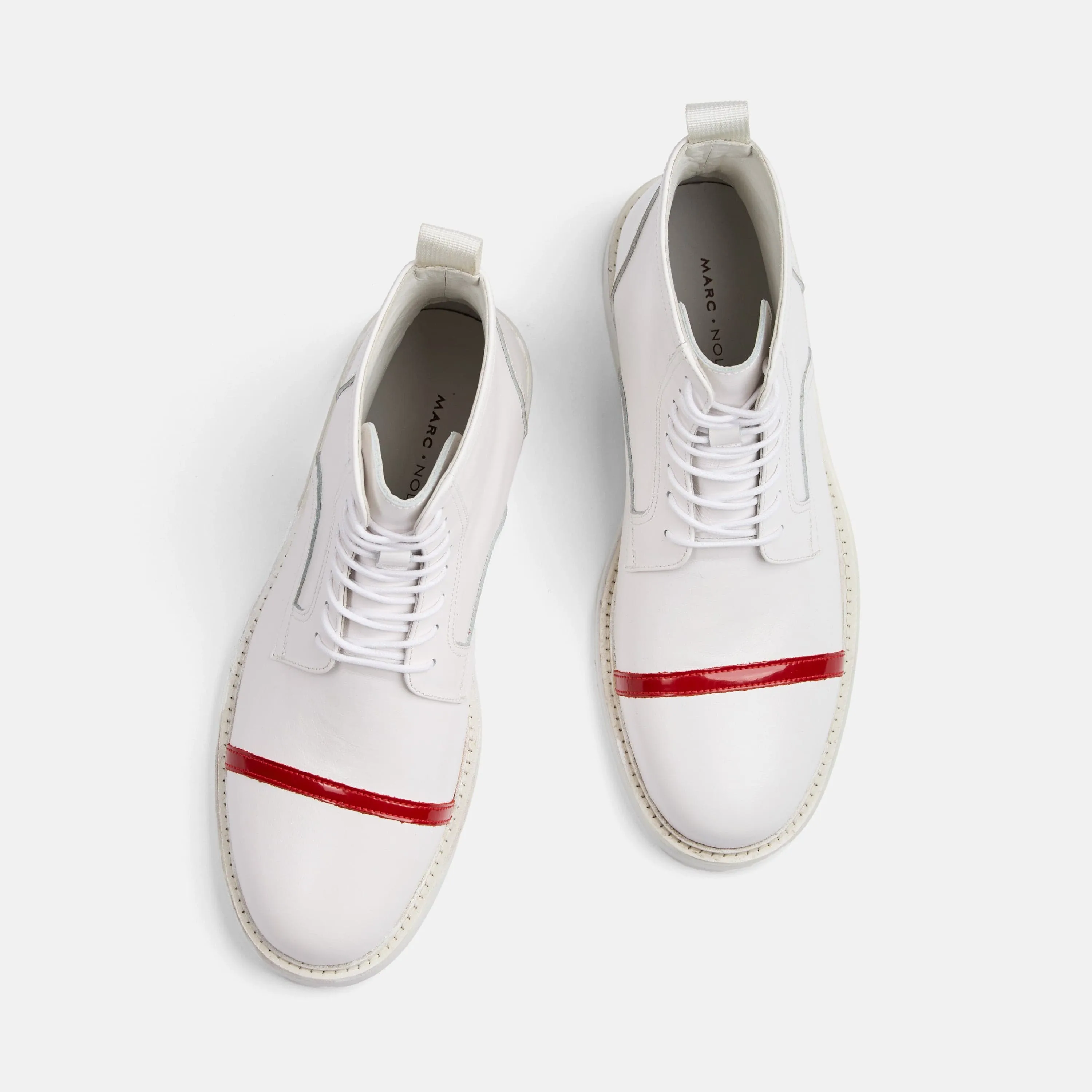 Lincoln White 'Red Stripe' Cap Toe Boots