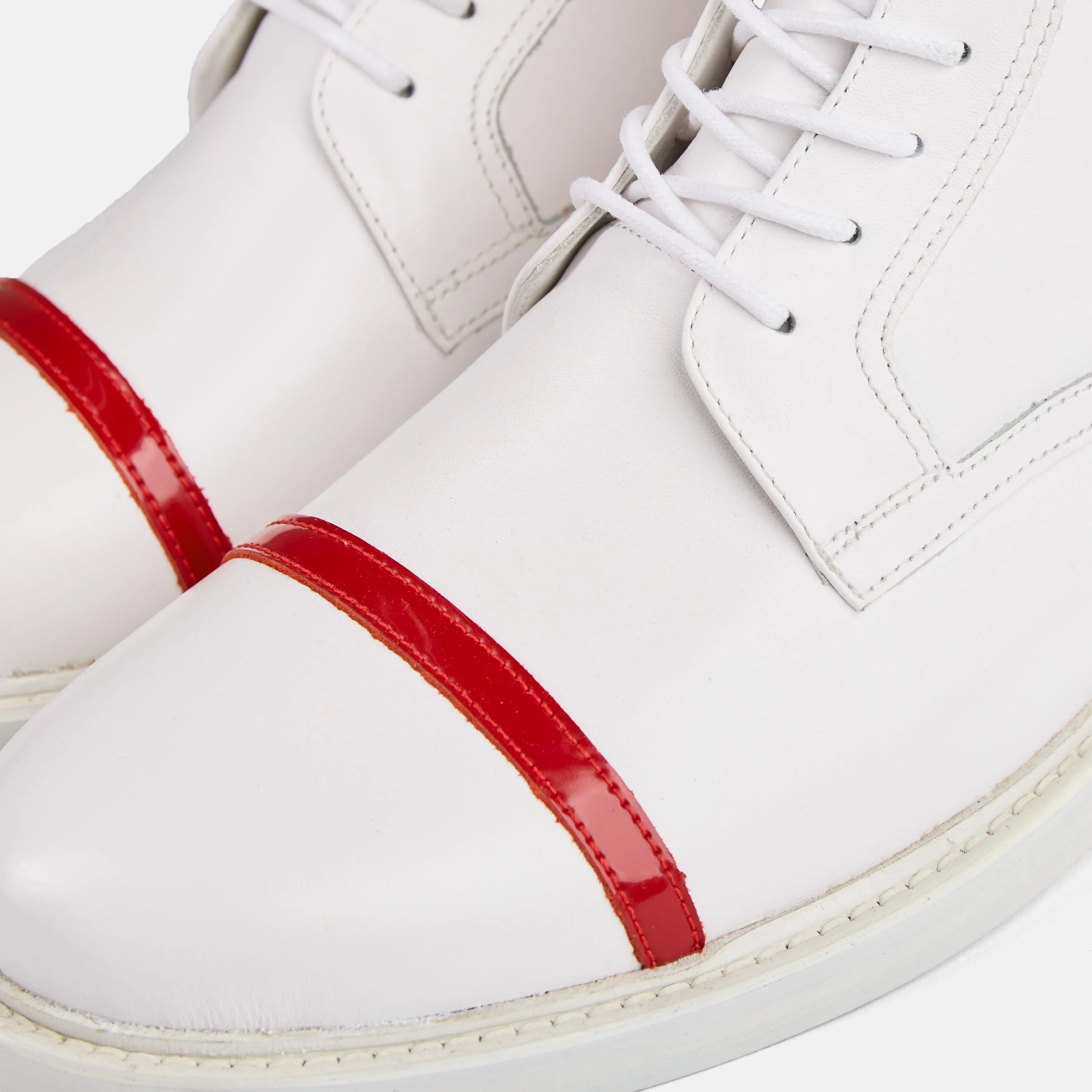 Lincoln White 'Red Stripe' Cap Toe Boots