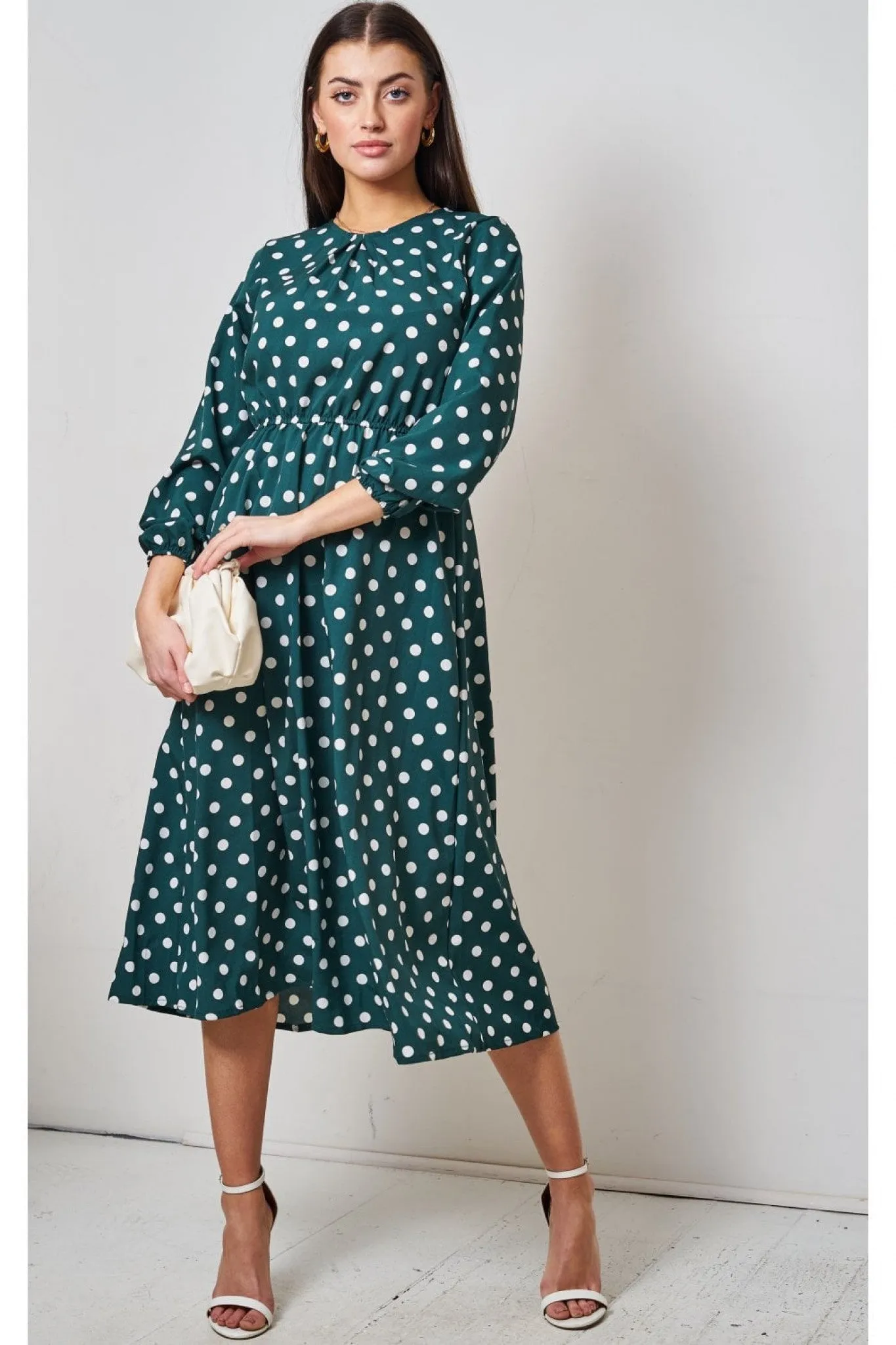 Love Frontrow Green Polka Dot Midi Dress