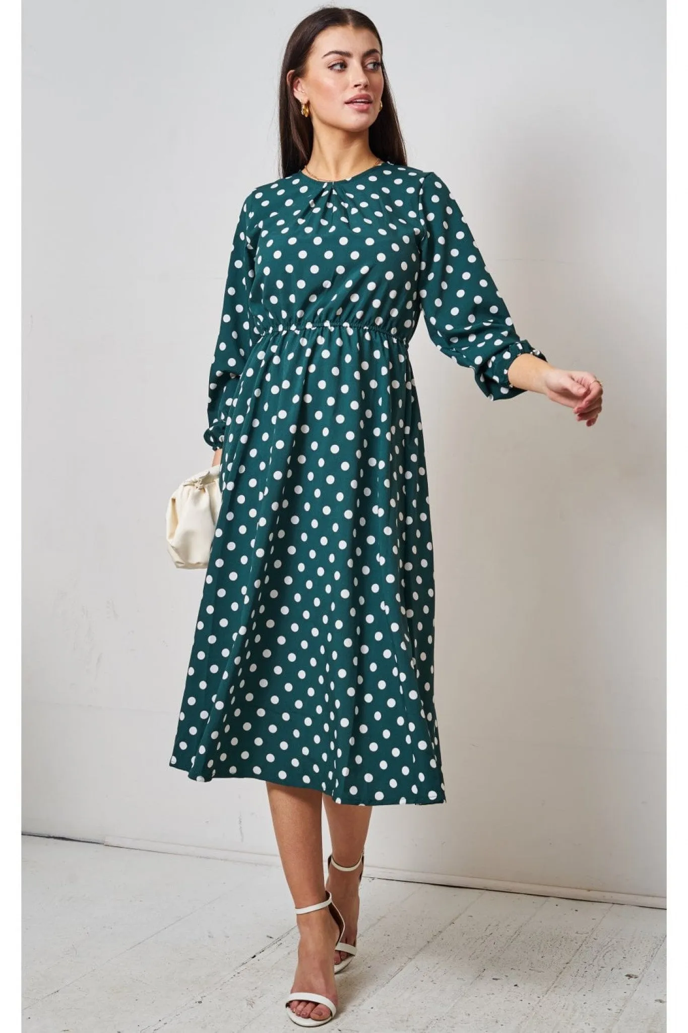 Love Frontrow Green Polka Dot Midi Dress