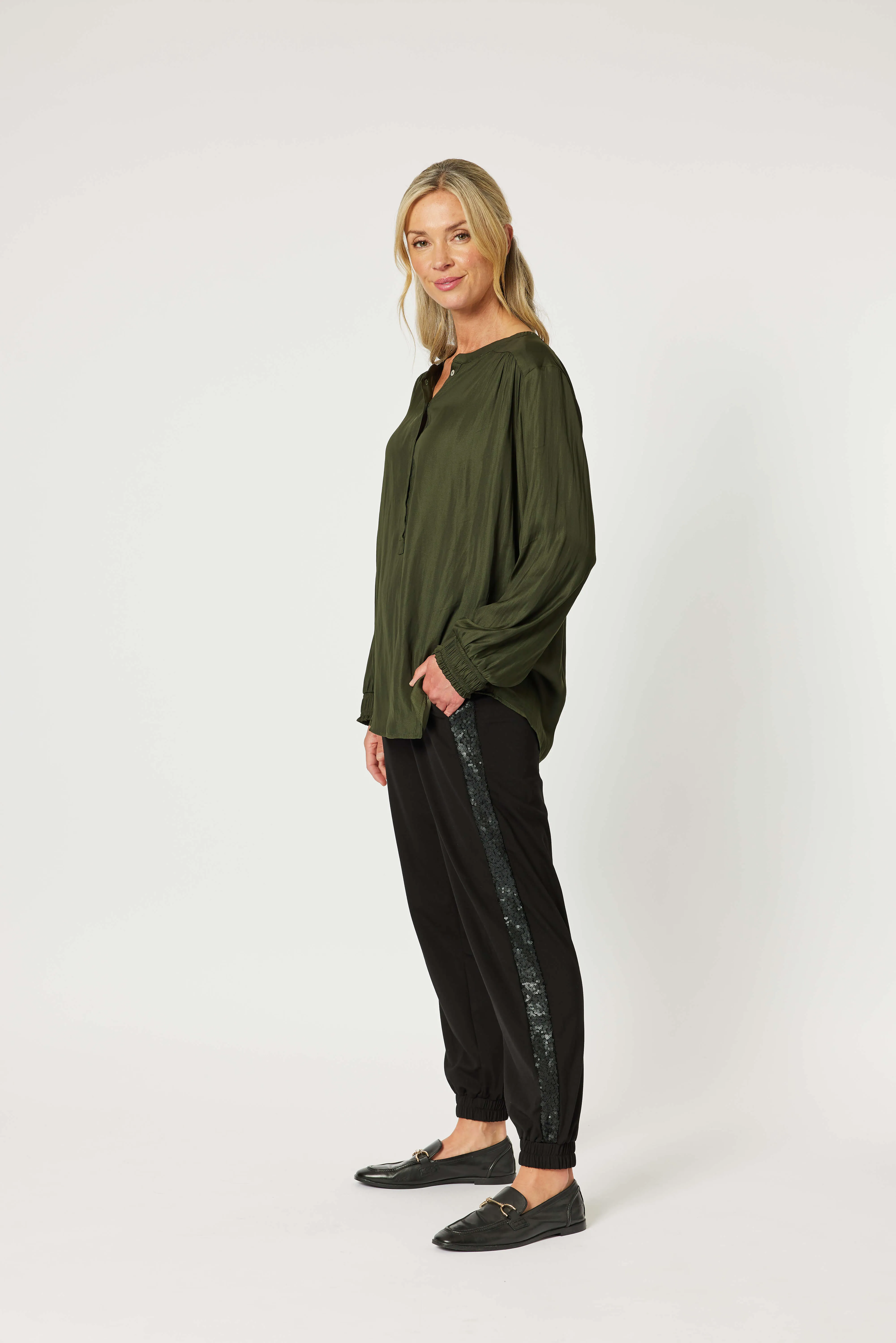 Luxe Nehru Top - Cypress