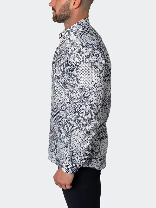 Maceoo Stretch Shirt | Fibonacci Patches White