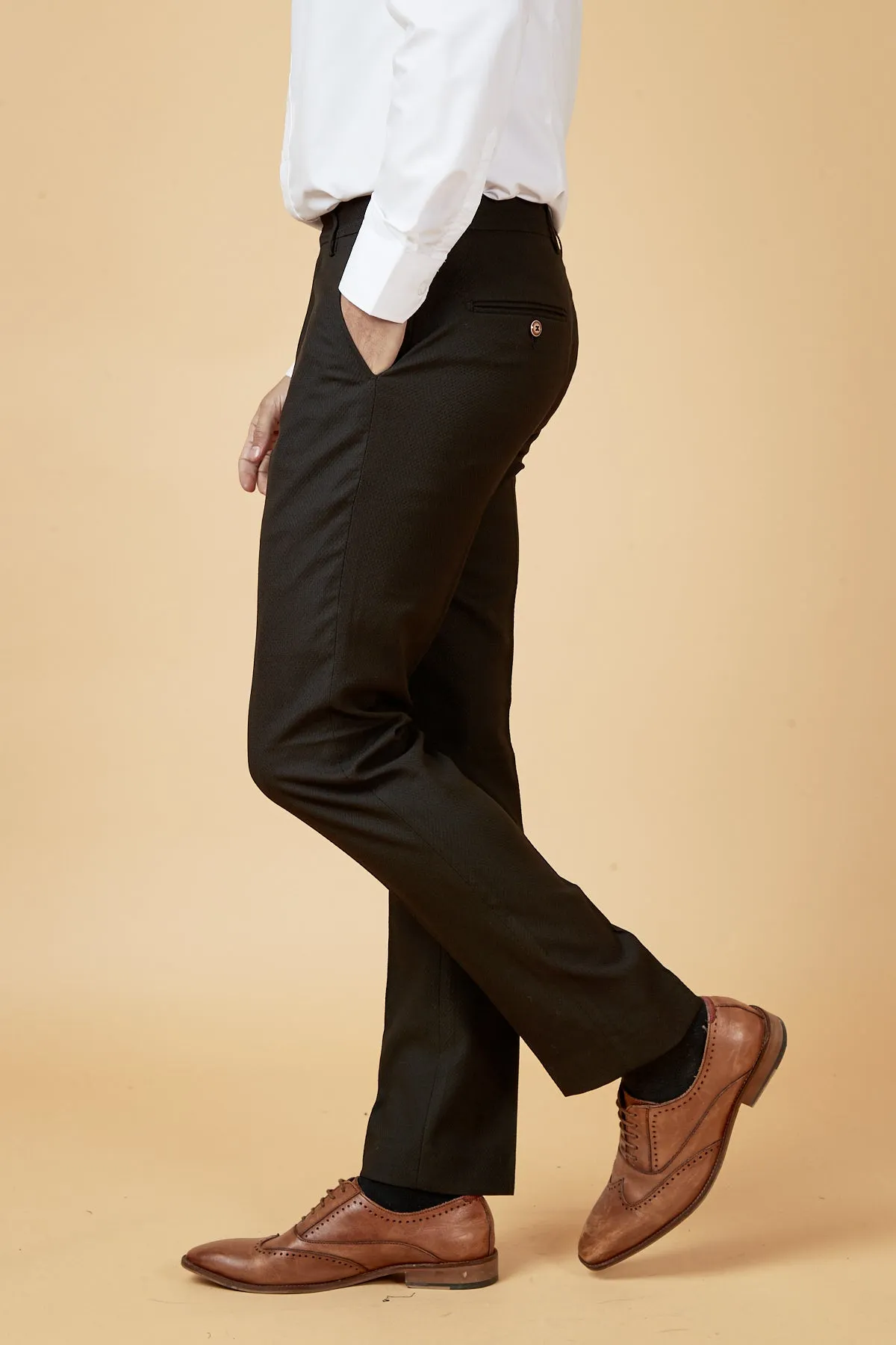 MAX - Black Trousers with Contrast Buttons