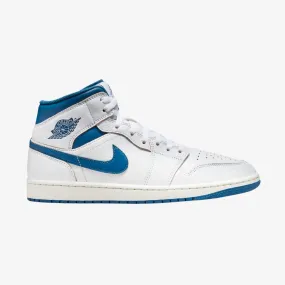 mens jordan 1 mid (white/industrial blue)