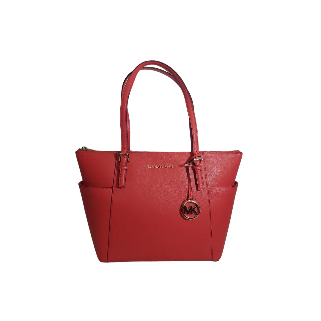 Michael Kors Red Jet Set East West Sangria Leather Tote | Brand new |