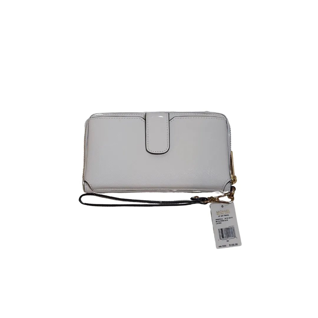 Michael Kors White Leather Jet Set Travel Phone Holder Wristlet | Brand New |